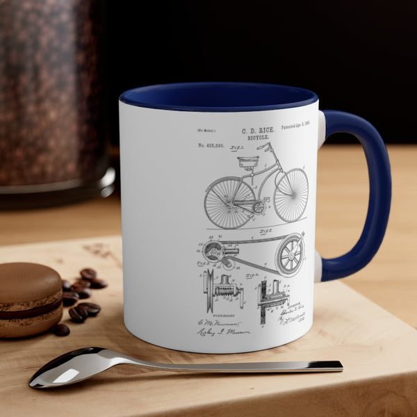 1890 Bicycle Patent Accent Coffee Mug, 11oz