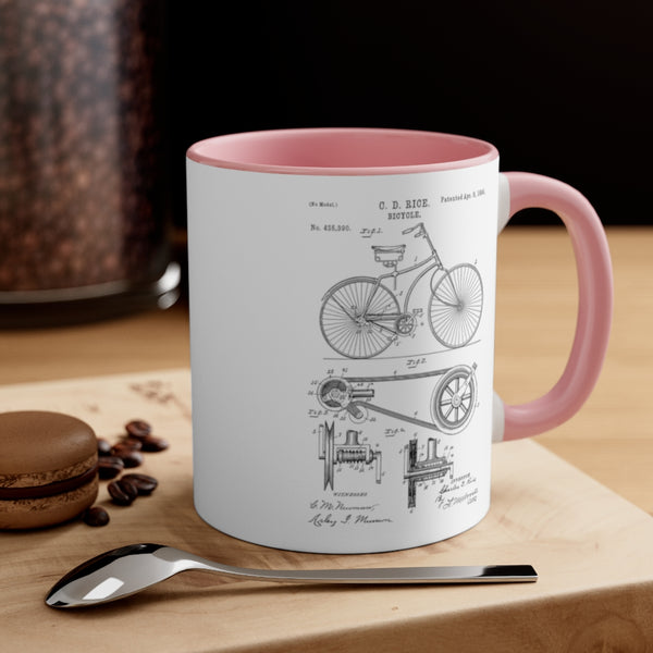 1890 Bicycle Patent Accent Coffee Mug, 11oz